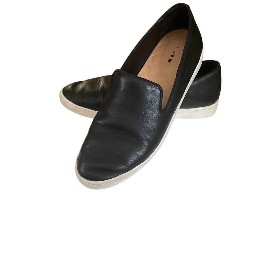 Birdies The Swift Leather Hidden Wedge Slip On Sneaker Loafer Classic Black 7